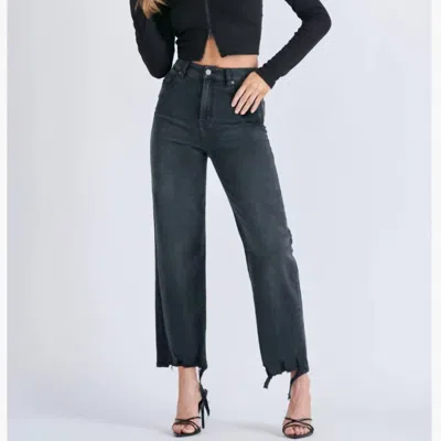 Hidden 27" Inseam Tracey High Waist Wide Straight Jeans In Black