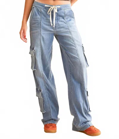 Hidden Alyx Cargo Baggy Jeans In Medium Wash In Blue