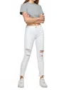 Hidden Amelia Distressed Denim High Rise Skinny Jeans In White In White