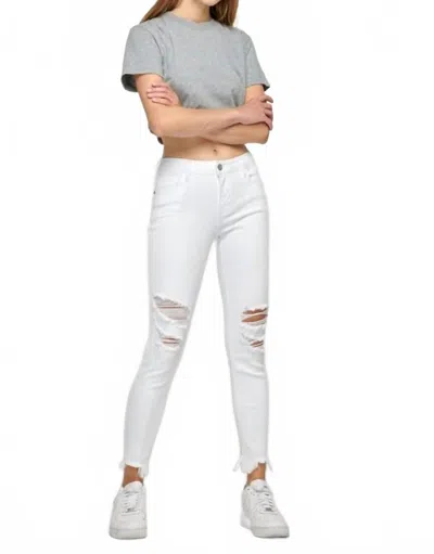 Hidden Amelia Distressed Denim High Rise Skinny Jeans In White