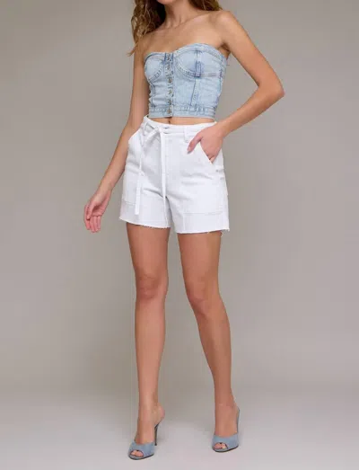 Hidden Ava High Rise A-line Shorts In White In Blue