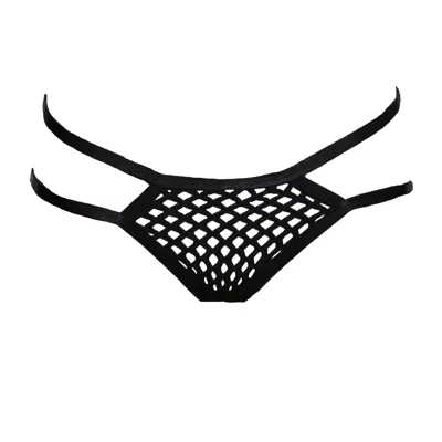 Hidden Beneath Women's Black Obsidian Cut-out Fishnet Brief