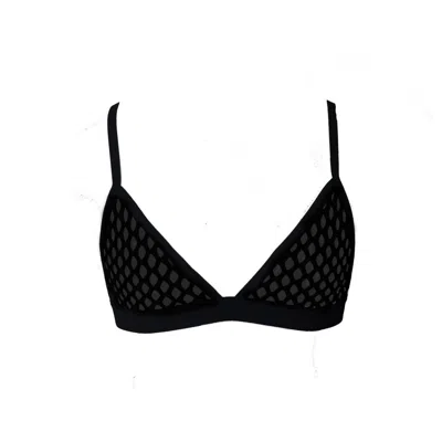 Hidden Beneath Women's Black Triangle Fishnet Bralette With Mesh