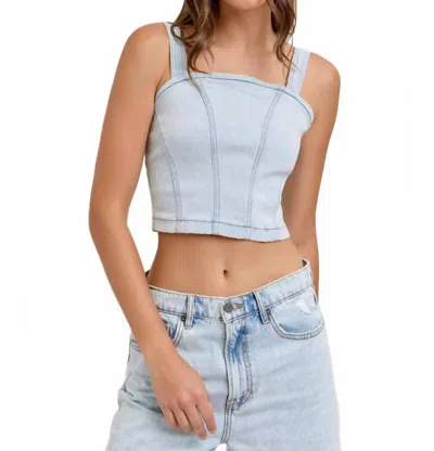 Hidden Bustier Top In Light Wash In Blue