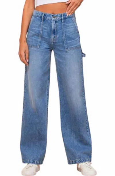 Hidden Carpenter High Rise Wide Leg Dad Jeans In Denim Blue