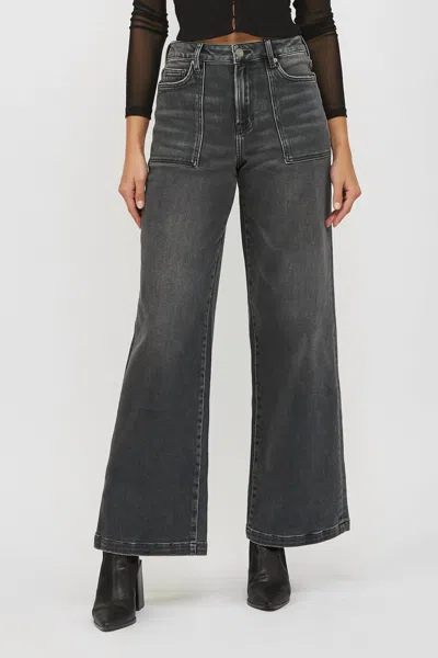 Hidden Carpenter Wide Leg Jeans In Grey Wash In Black