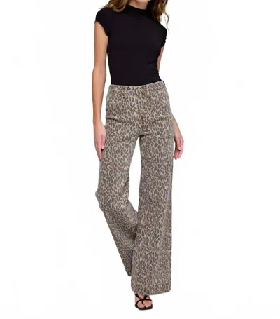 Hidden Cheetah High Rise Flare Jeans In Multi In Brown