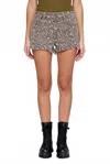 Hidden Cheetah Print Jagged Hem Shorts In Multi In Multi