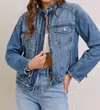 Hidden Classic Biker Jacket In Denim In Blue