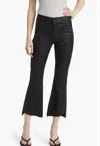 Hidden Coated Step Hem Cropped Bootcut Jeans In Black