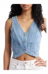 Hidden Crop Fitted Vest In Pearl In Blue