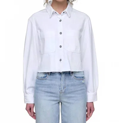 Hidden Cropped Denim Shirt In White