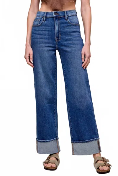 Hidden Cuffed Stretch Dad Jean In Dark Wash In Blue