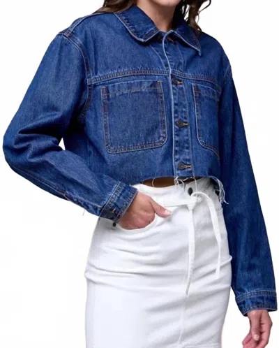 Hidden Dallas Crop Denim Jacket In Dark Wash In Blue