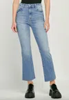 Hidden Darcy Clean Cut High Rise Cropped Flare Jeans In Light Wash In Blue