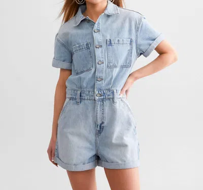 Hidden Dylan Denim Romper In Medium Light In Blue