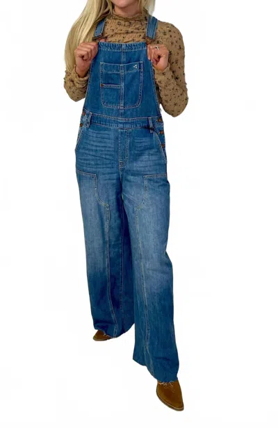 Hidden Dylan Super Soft Western Overalls In Denim In Blue