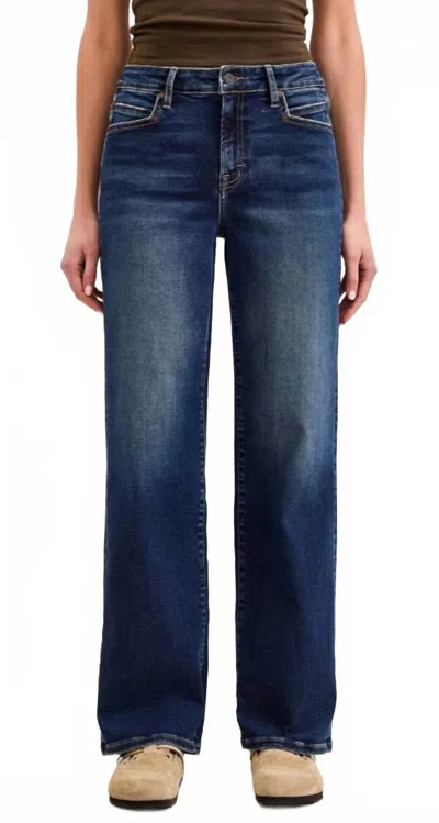 Hidden Ella Classic Hi Rise Straight Jean In Dark Wash In Blue