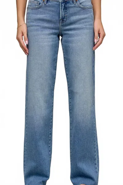 Hidden Ella Low Rise Straight Jeans In Medium Dark In Blue
