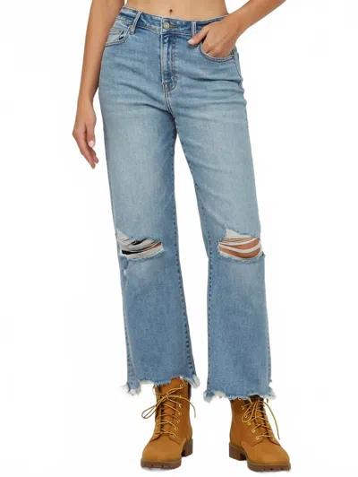 Hidden Ella Low Rise Wide Leg Jeans In Med Wash In Blue