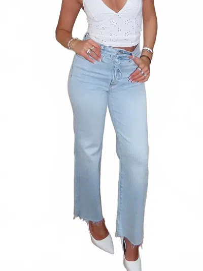 Hidden Ella Tie Waist High Waist Jeans In Light Blue
