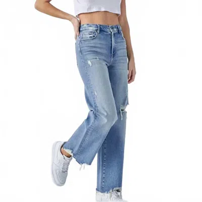 Hidden Ella Wide Leg Jeans In Light Wash In Blue