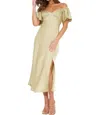 HIDDEN EMERY SATIN MIDI DRESS IN LIGHT GREEN
