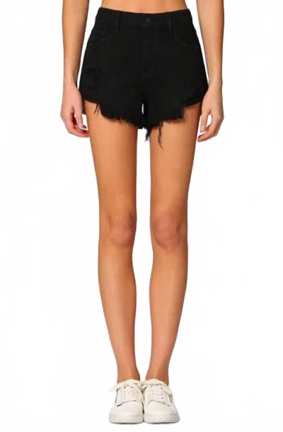 Hidden Finn High Rise Distressed Jean Shorts In Black