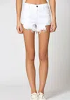 Hidden Finn High Rise Fray Shorts In White In White