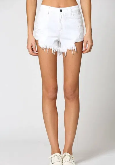 Hidden Finn High Rise Fray Shorts In White