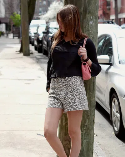 Hidden Finn High Rise Jean Shorts In White Cheetah Print In Multi