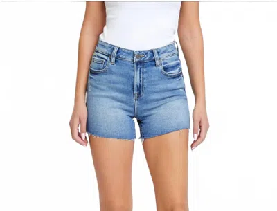 Hidden Finn High Rise Super Frayed Shorts In Medium Blue