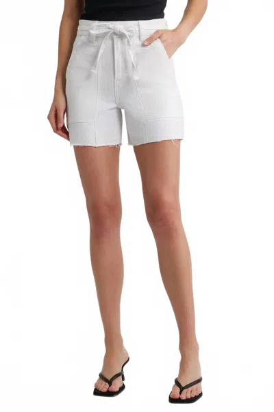 Hidden Five Hour Tie Waist Denim Shorts In White