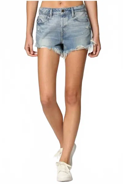 Hidden Frayed Hem Denim Shorts In Blue
