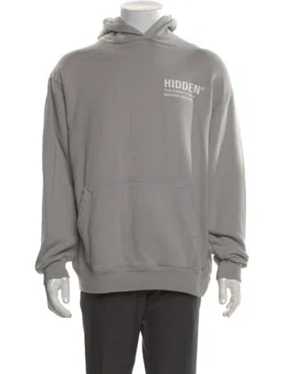 Pre-owned Hidden Graphic Print Mock Neck Hoodie In Neutral