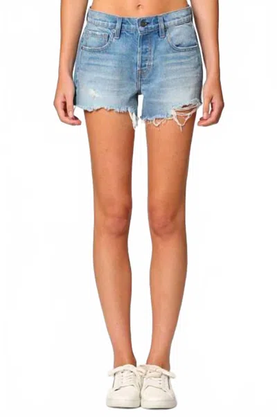 Hidden Hannah Mid Rise Cut Off Shorts In Medium Blue