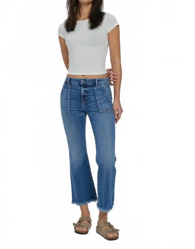 Hidden Happi Cargo Cropped Flare Jean In Medium Dark In Multi
