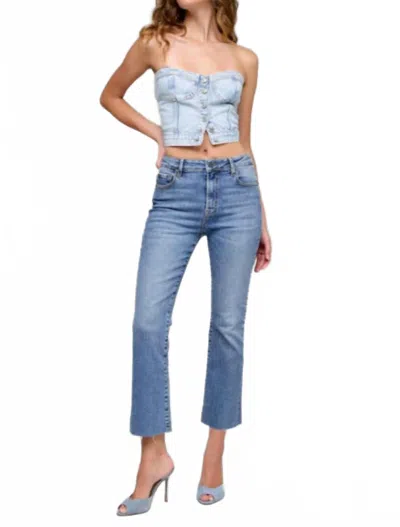 Hidden Happi Cropped Flare Jeans In Blue