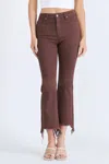 Hidden Happi High-rise Crop Flare Jean In Chocolate In Brown