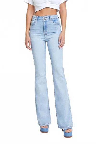 Hidden Happi Flare Jeans In Light Wash In Blue
