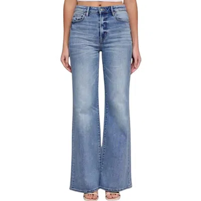 Hidden Happi Flare Jeans In Medium Vintage Wash In Blue