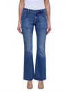 Hidden Happi Flare With Patch Pockets Jeans In Med Dk In Blue