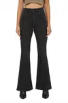 Hidden Happi High Rise Fashion Seamed Flare Jeans In Charcoal In Black