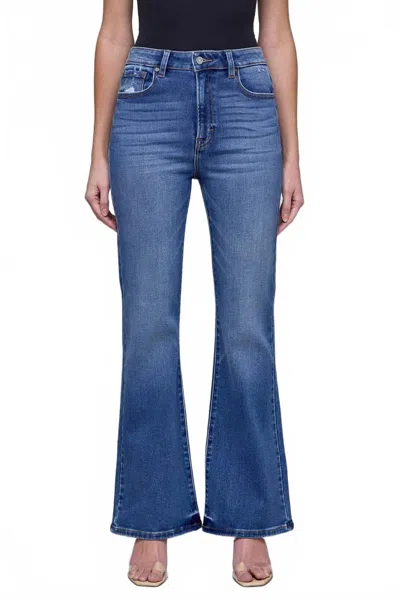 Hidden High Rise Stretch Comfort Flare Jeans In Medium Dark In Blue