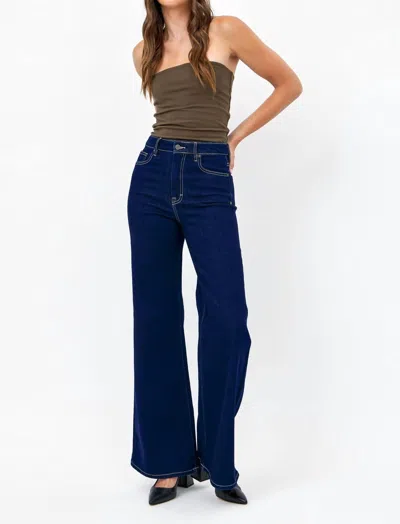 Hidden Happi High Rise Flare Jean In Rinse In Blue