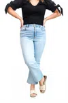 Hidden Happi High Rise Flare Jeans In Light Blue In Blue