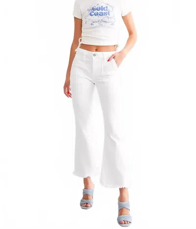 Hidden Happi Mid Rise Croppd Flare Jeans In White