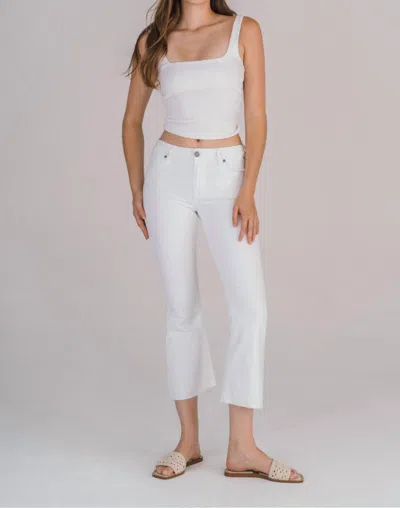 Hidden Happi Mid Rise Cropped Flare Jeans In White