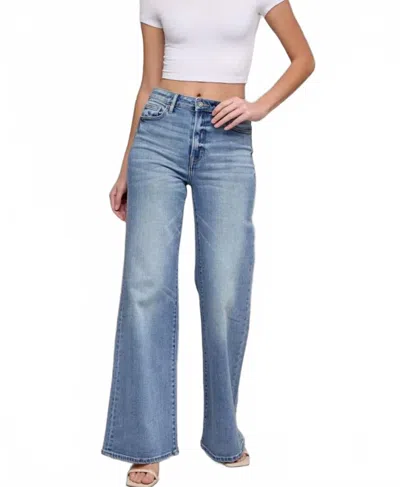 Hidden Happi Vintage Clean High Rise Wide Comfort Flare Jeans In Blue