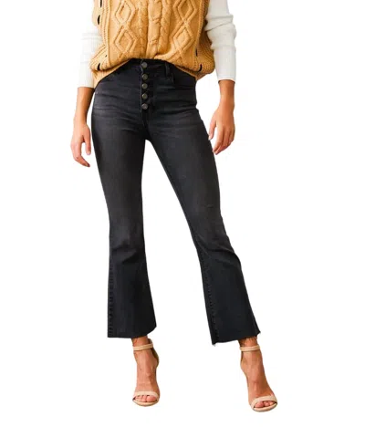 Hidden Happy High Rise Crop Flare Jeans In Black
